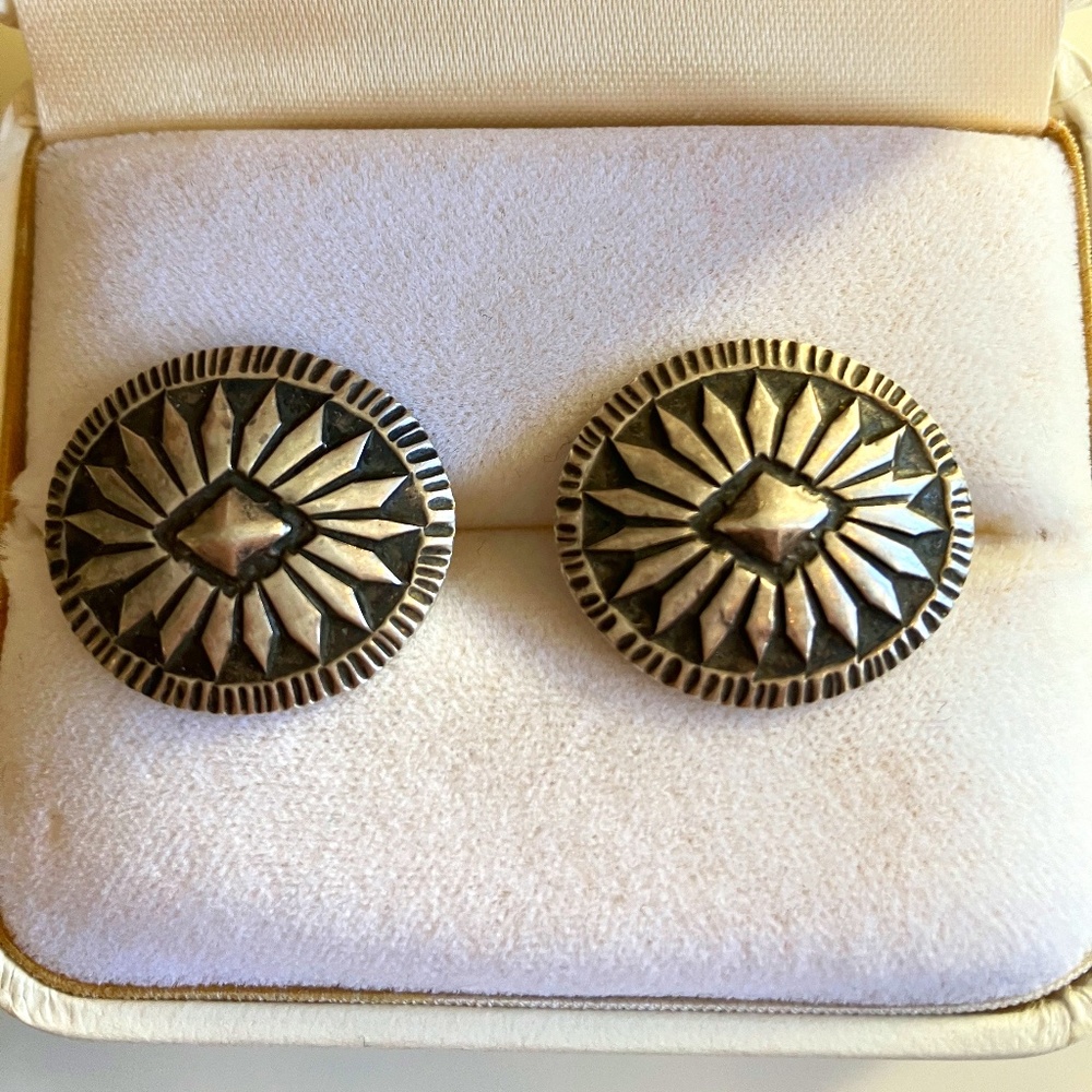 Vintage Native American sterling clip on earrings